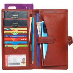 ABYS Genuine Leather Brown Passport Wallet/Document Holder for Travel/Multiple Passport & Card Slots