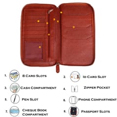 ABYS Genuine Leather Passport Wallet||Chequebook Case||Travel Wallet for Women