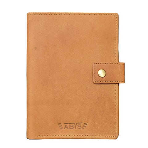 ABYS Genuine Leather Tan Unisex Passport Wallet||Card Holder||Passport Cover with Button Closure