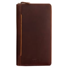 ABYS Genuine Leather Family Passport Holder for 8 Passports| RFID Blocking Passport and Card Holder | Travel Organizer for Men and Women(Wine Brown)