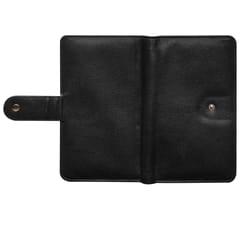 ABYS Genuine Leather Black Unisex Card Stock||Passport Holder||Cheque Book Holder||Travel Wallet with Button Closure