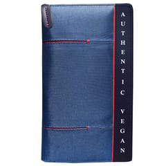 VEGAN Leather and Blue Fabric Unisex RFID Protected Passport Cover with Passport Holder