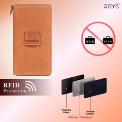 ABYS Genuine Leather RFID Protected 27 Slots Debit/Credit/Smart/Identity Card Holder for Men & Women (Tan Hunter)