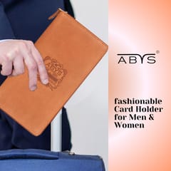 ABYS Genuine Leather RFID Protected 27 Slots Debit/Credit/Smart/Identity Card Holder for Men & Women (Tan Hunter)
