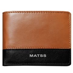 MATSS RFID Protected Tan-Black Original Leather Wallet For Men