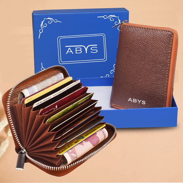 ABYS RFID Protected Leather 9 Slots Card Holder For Men & Women