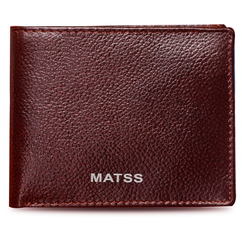 MATSS RFID Protected Metallic Logo Two tone Burgundy Colour Leather Wallet For Men