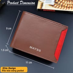 MATSS RFID Protected Metallic Logo ,ID Window Brown-Red Colour Leather Wallet For Men