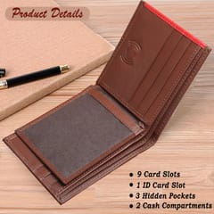 MATSS RFID Protected Metallic Logo ,ID Window Brown-Red Colour Leather Wallet For Men