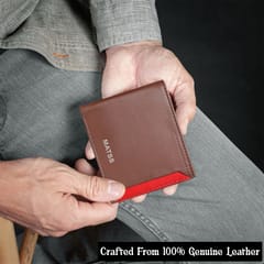 MATSS RFID Protected Metallic Logo ,ID Window Brown-Red Colour Leather Wallet For Men