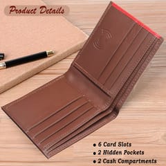 MATSS RFID Protected Metallic Logo Brown-Red Colour Leather Wallet For Men