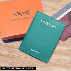 ABYS Suffiano Print Leather Teal Passport Holder