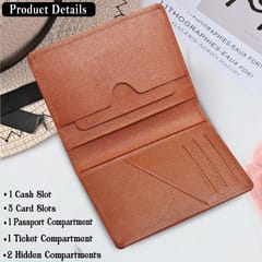 ABYS Suffiano Print Leather Tan Passport Holder