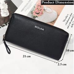 ABYS Personalised Black Premium N.D.M Leather RFID Protected Wallet For Women, Women Clutch