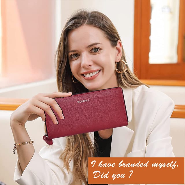 ABYS Personalised Maroon Premium N.D.M Leather RFID Protected Wallet For Women, Women Clutch