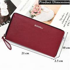 ABYS Personalised Maroon Premium N.D.M Leather RFID Protected Wallet For Women, Women Clutch