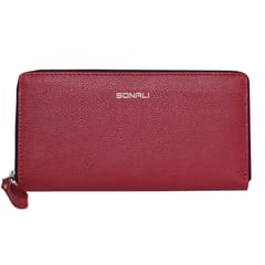 ABYS Personalised Maroon Premium N.D.M Leather RFID Protected Wallet For Women, Women Clutch