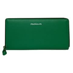 ABYS Personalised Green Premium N.D.M Leather RFID Protected Wallet For Women, Women Clutch