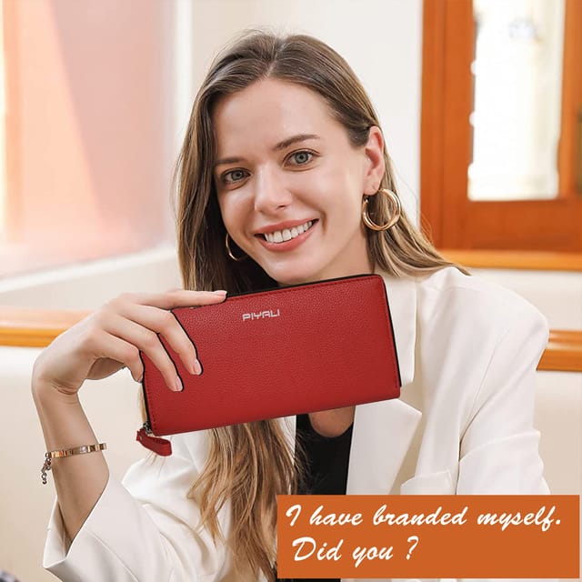 ABYS Personalised Red Premium N.D.M Leather RFID Protected Wallet For Women, Women Clutch