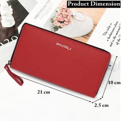 ABYS Personalised Red Premium N.D.M Leather RFID Protected Wallet For Women, Women Clutch