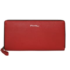 ABYS Personalised Red Premium N.D.M Leather RFID Protected Wallet For Women, Women Clutch