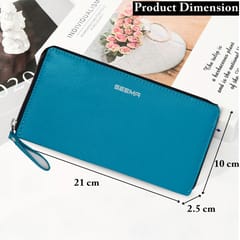 ABYS Personalised Teal Premium N.D.M Leather RFID Protected Wallet For Women, Women Clutch