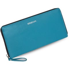 ABYS Personalised Teal Premium N.D.M Leather RFID Protected Wallet For Women, Women Clutch