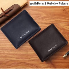 ABYS Personalised Name Genuine Leather Black RFID Protected Men's Wallet,Money Bag Purse For Men(Pack Of 1)