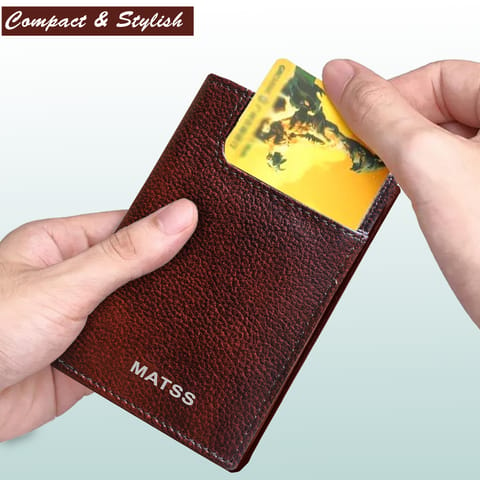 MATSS Genuine Leather Dark Brown Card Holder