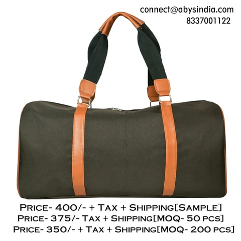 Canvas & PU Leather Coffee Duffel Bag