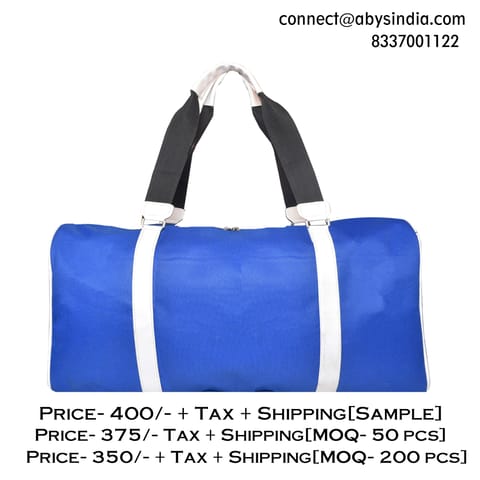 Canvas & PU Leather Blue Duffel Bag