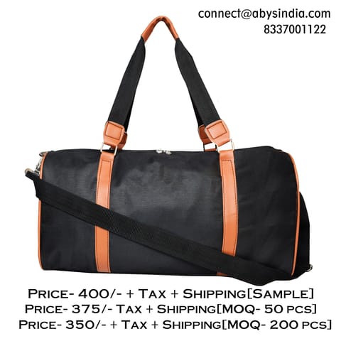 Canvas & PU Leather Black Duffel Bag