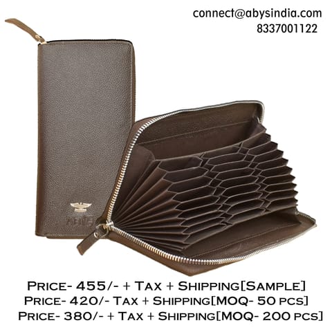 ABYS Genuine Leather Coffee Brown 27 Slots Card Holder