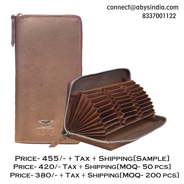 ABYS Genuine Leather Tan 27 Slots Card Holder