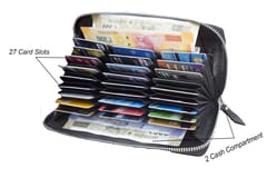 ABYS Genuine Leather Black 27 Slots Card Holder