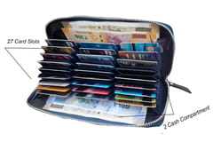 ABYS Genuine Leather Blue 27 Slots Card Holder