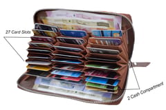 ABYS Genuine Leather Tan 27 Slots Card Holder