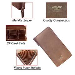 ABYS Genuine Leather Tan 27 Slots Card Holder