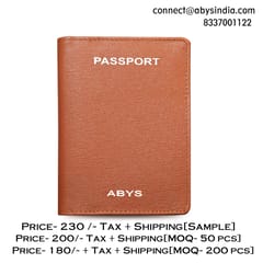 ABYS Suffiano Print Leather Tan Passport Holder