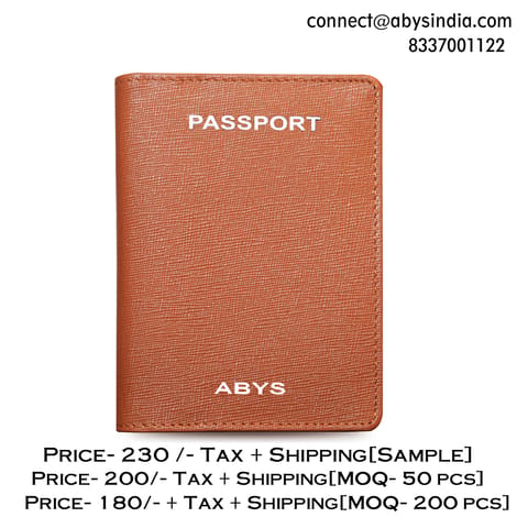 ABYS Suffiano Print Leather Tan Passport Holder