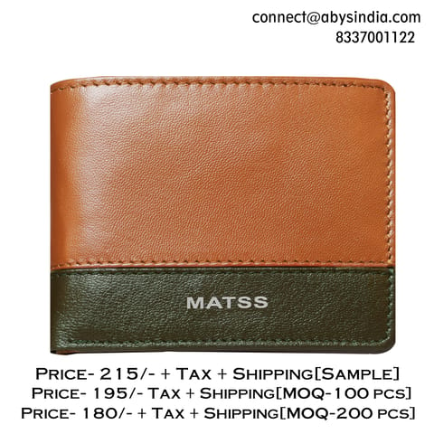 MATSS RFID Protected Tan-Olive Original Leather Wallet For Men