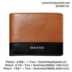 MATSS RFID Protected Tan-Black Original Leather Wallet For Men