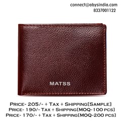 MATSS RFID Protected Metallic Logo Two tone Burgundy Colour Leather Wallet For Men