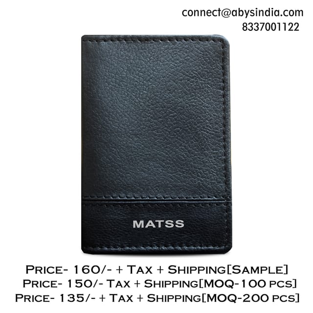 MATSS Genuine Leather RFID Protected Black Card Holder(Upto Hold 14 Cards)