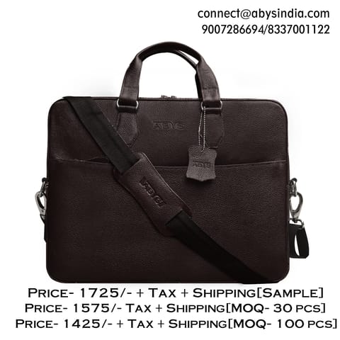 Genuine Leather 14 Inch Coffee Brown Laptop Bag