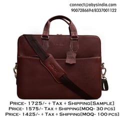 Genuine Leather 14 Inch Dark Brown Laptop Bag