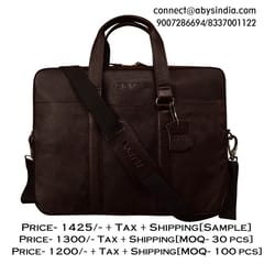 Genuine Leather 14 Inch Coffee Laptop Bag