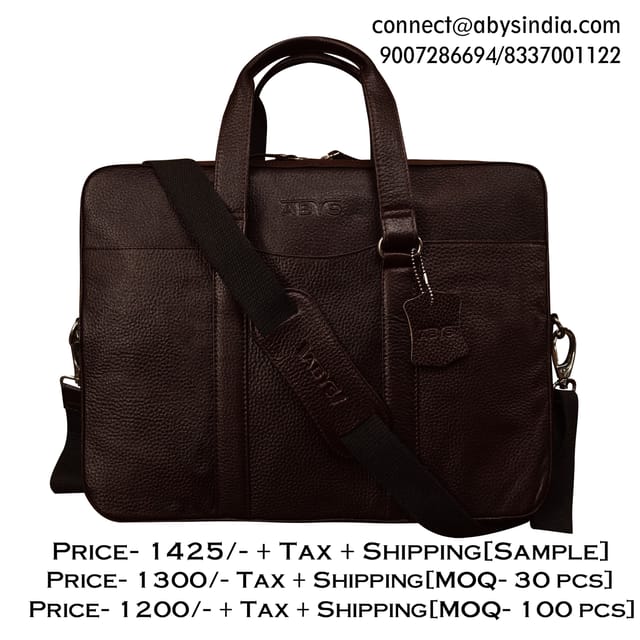 Genuine Leather 14 Inch Coffee Laptop Bag