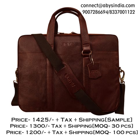 Genuine Leather 14 Inch Dark Brown Laptop Bag