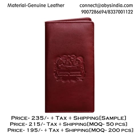 Genuine Leather Burgandy Colour Long Wallet